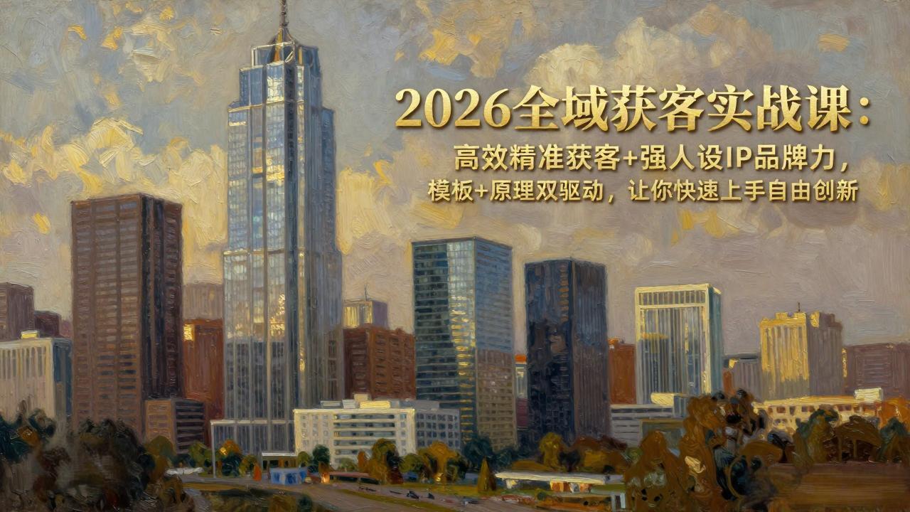 （17613期）2026全域获客实战课：高效精准获客+强人设IP品牌力，模板+原理双驱动，让你快速上手自由创新-靠谱项目库