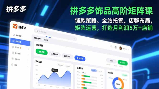 （16915期）拼多多饰品高阶矩阵课，铺款策略、全站托管、店群布局，矩阵运营，打造月利润5万+店铺-靠谱项目库