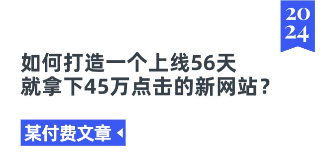（11420期）某付费文章《如何打造一个上线56天就拿下45万点击的新网站？》-靠谱项目库