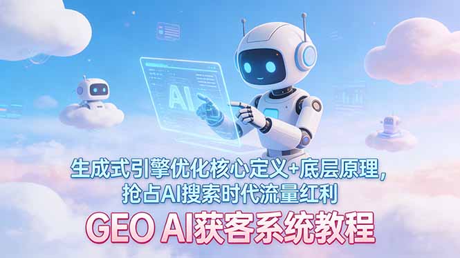 （17604期）GEO AI获客系统教程：生成式引擎优化核心定义+底层原理，抢占AI搜索时代流量红利-靠谱项目库