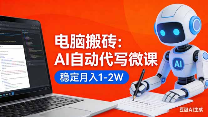 （17582期）电脑搬砖：AI自动代写微课，稳定月入1-2W，提供接单渠道，0门槛小白可做！-靠谱项目库