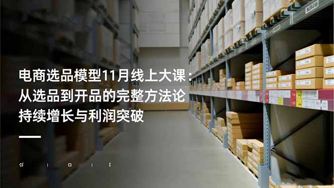 （16580期）电商选品模型11月线上大课：从选品到开品的完整方法论 持续增长与利润突破-靠谱项目库