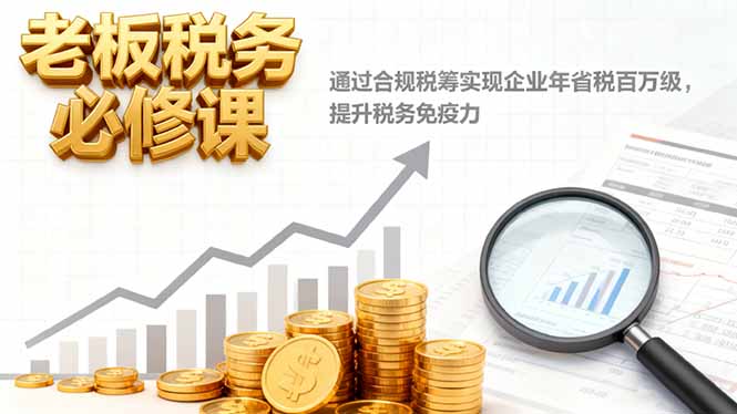 （16426期）老板税务必修课，通过合规税筹实现企业年省税百万级，提升税务免疫力-靠谱项目库