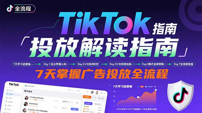 （15753期）TikTok投放解读指南：后台操作/计划建立/模式选择，7天掌握广告投放全流程-靠谱项目库