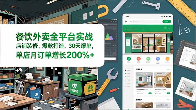 （16978期）餐饮外卖全平台实战，店铺装修、爆款打造、30天爆单，手把手教学，单店月订单增长200%+-靠谱项目库