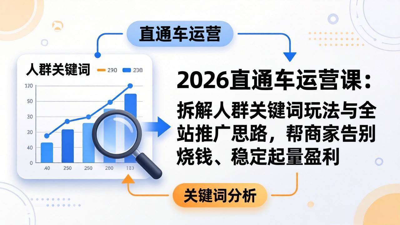 （17898期）2026直通车运营课：拆解人群关键词玩法与全站推广思路，帮商家告别烧钱、稳定起量盈利-靠谱项目库