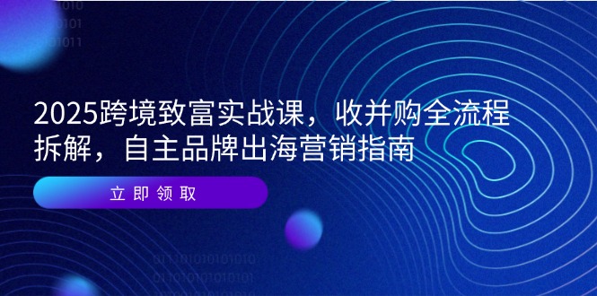 （14975期）2025跨境致富实战课，收并购全流程拆解，自主品牌出海营销指南-靠谱项目库