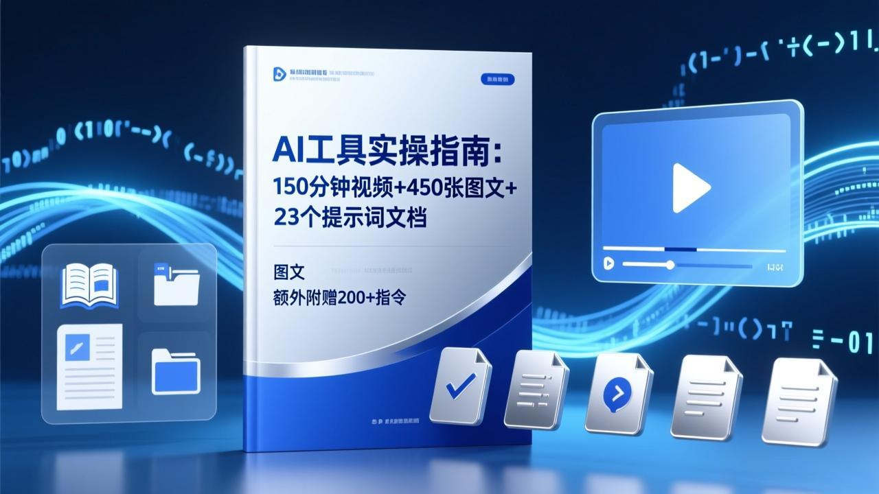 （17504期）AI工具实操指南：150分钟视频+450张图文+23个提示词文档，额外附赠200+指令-靠谱项目库