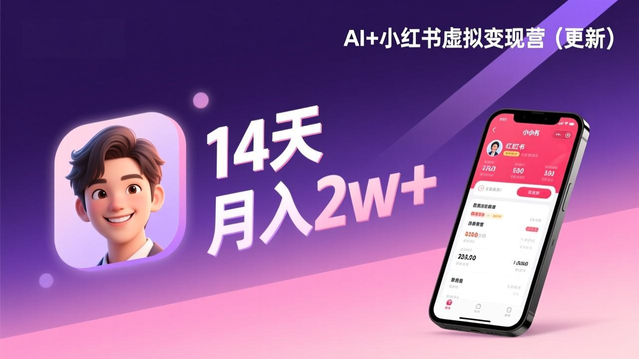 （17275期）AI+小红书虚拟变现营（更新），14天掌握选品、笔记、成交，打造自动化月入2w+事业-靠谱项目库