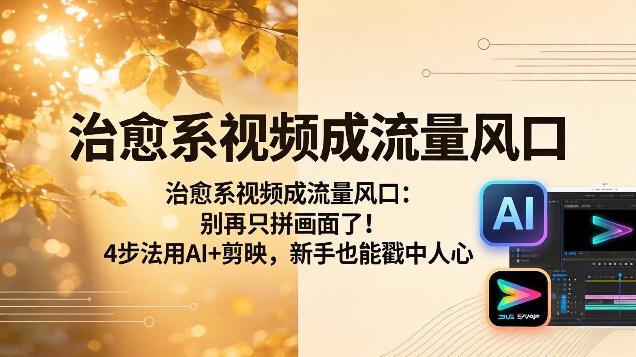（18219期）治愈系视频成流量风口：别再只拼画面了！4步法用AI+剪映，新手也能戳中人心-靠谱项目库
