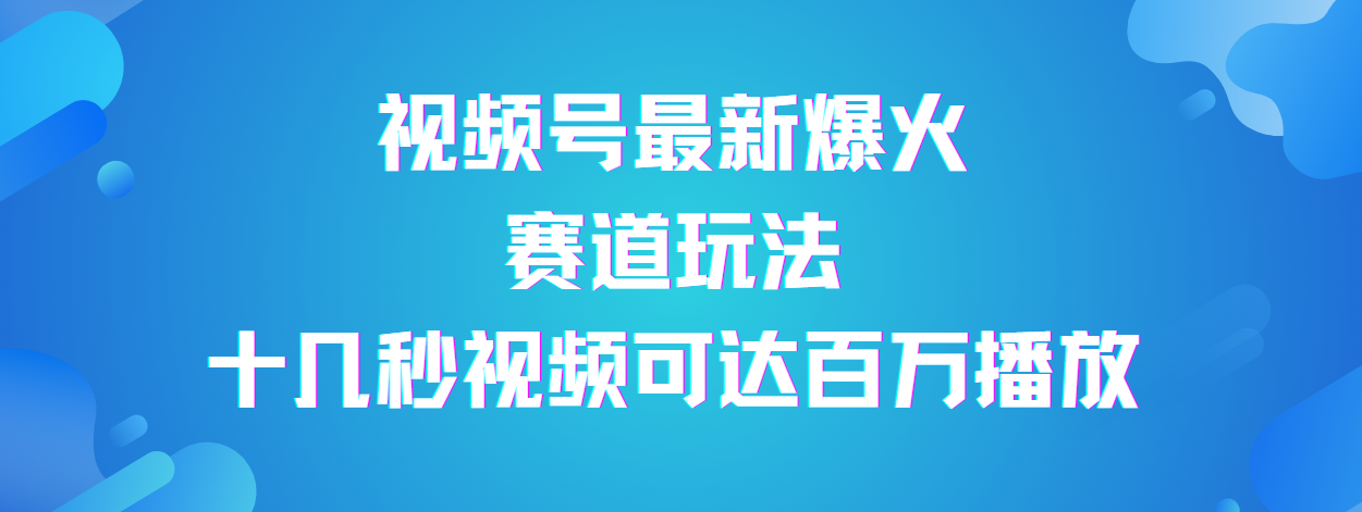 视频号最新爆火赛道玩法，流量巨大，视频制作简单，轻松月入数万-靠谱项目库
