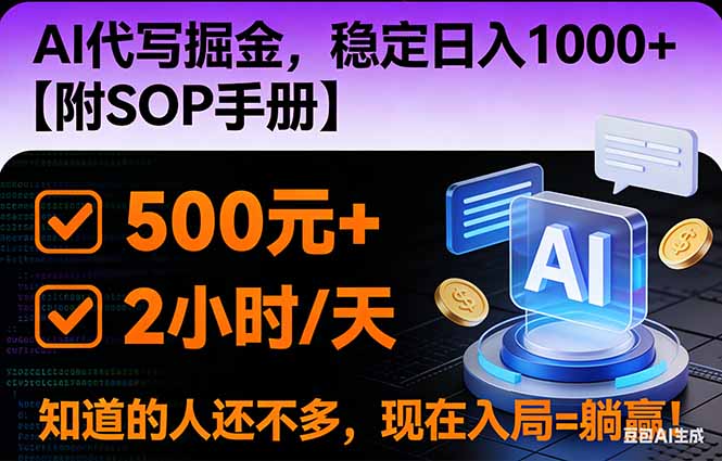 （16841期）2026风口项目,AI代写掘金，稳定日入1000+，掌握核心技能【附SOP手册】-靠谱项目库