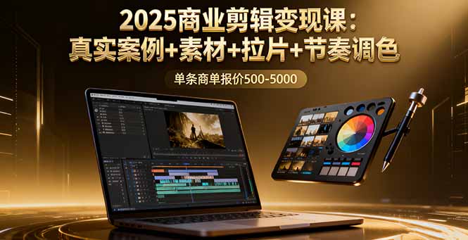 （16130期）2025商业剪辑变现课：真实案例+素材+拉片+节奏调色，单条商单报价500-5000-靠谱项目库