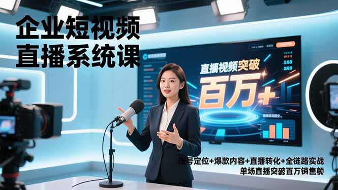 （16878期）企业短视频直播系统课，账号定位+爆款内容+直播转化+全链路实战，单场直播突破百万销售额-靠谱项目库