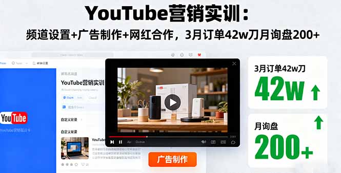 （16107期）YouTube营销实训：频道设置+广告制作+网红合作，3月订单42w刀月询盘200+-靠谱项目库