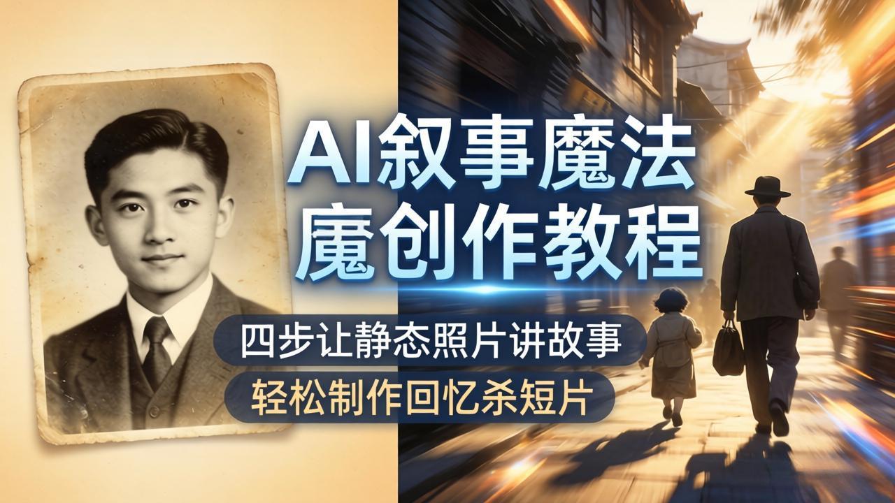 （18208期）AI叙事魔法创作教程，四步让静态照片讲故事，老照片修复加动态特效，轻松制作回忆杀短片-靠谱项目库