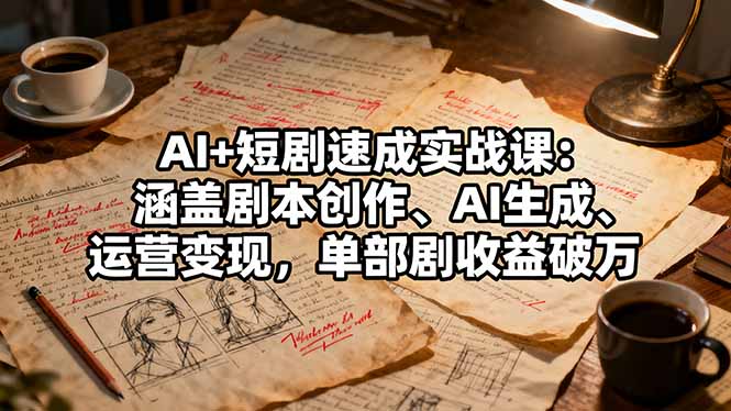 （16359期）AI+短剧速成实战课：涵盖剧本创作、AI生成、运营变现，单部剧收益破万-靠谱项目库