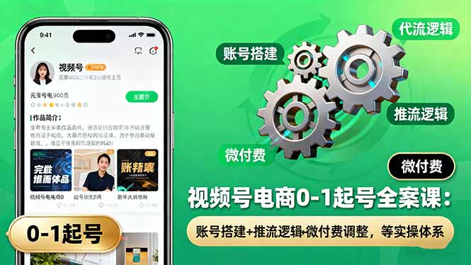 （16262期）视频号电商0-1起号全案课：账号搭建+推流逻辑+微付费调整，等实操体系-靠谱项目库
