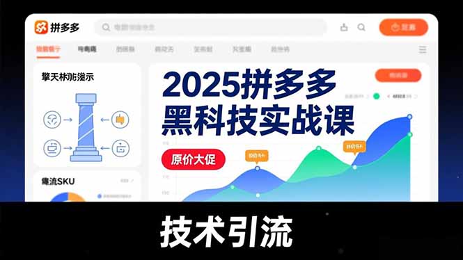 （16977期）2025拼多多黑科技实战课，擎天柱玩法、爆流SKU、原价大促，技术引流，单店日销轻松破千单-靠谱项目库