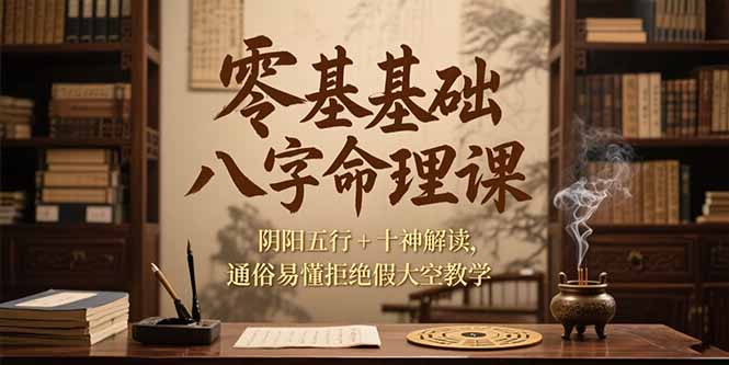 （15283期）零基础八字命理课，阴阳五行+十神解读，通俗易懂拒绝假大空教学-靠谱项目库