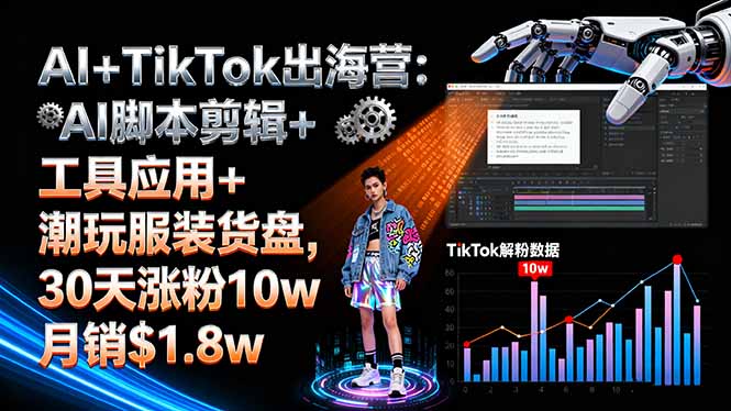 （16108期）AI+TikTok出海营:AI脚本剪辑+工具应用+潮玩服装货盘,30天涨粉10w月销$1.8w-靠谱项目库
