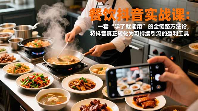 （16975期）餐饮抖音实战课：一套“学了就能用”的全链路方法论，将抖音真正转化为可持续引流的盈利工具-靠谱项目库