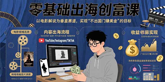 （15709期）零基础出海创富课：以电影解说为垂直赛道，实现不出国门赚美金的目标-靠谱项目库