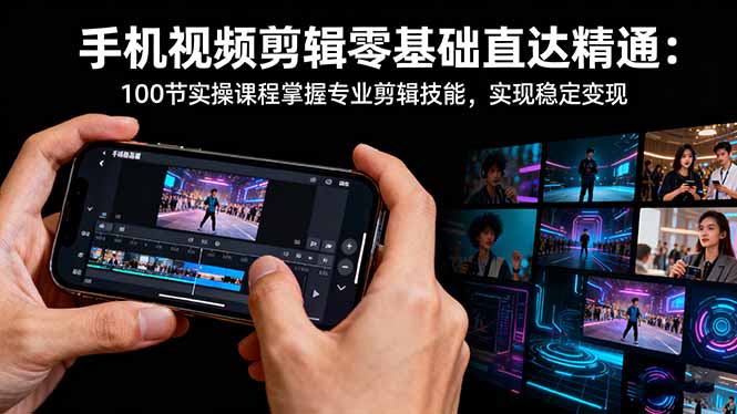 （16466期）手机视频剪辑零基础直达精通：100节实操课程掌握专业剪辑技能，实现稳…-靠谱项目库