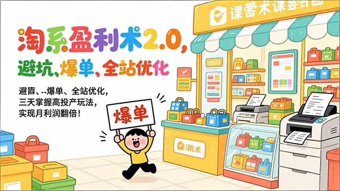 （17127期）淘系盈利术2.0，避坑、爆单、全站优化，三天掌握高投产玩法，实现月利润翻倍！-靠谱项目库