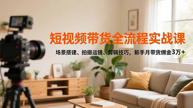 （16679期）短视频带货全流程实战课，场景搭建、拍摄运镜、剪辑技巧，新手月带货佣金3万+-靠谱项目库