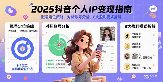 （15711期）2025抖音个人IP变现指南，账号定位策略，对标账号分析，8大盈利模式拆解-靠谱项目库