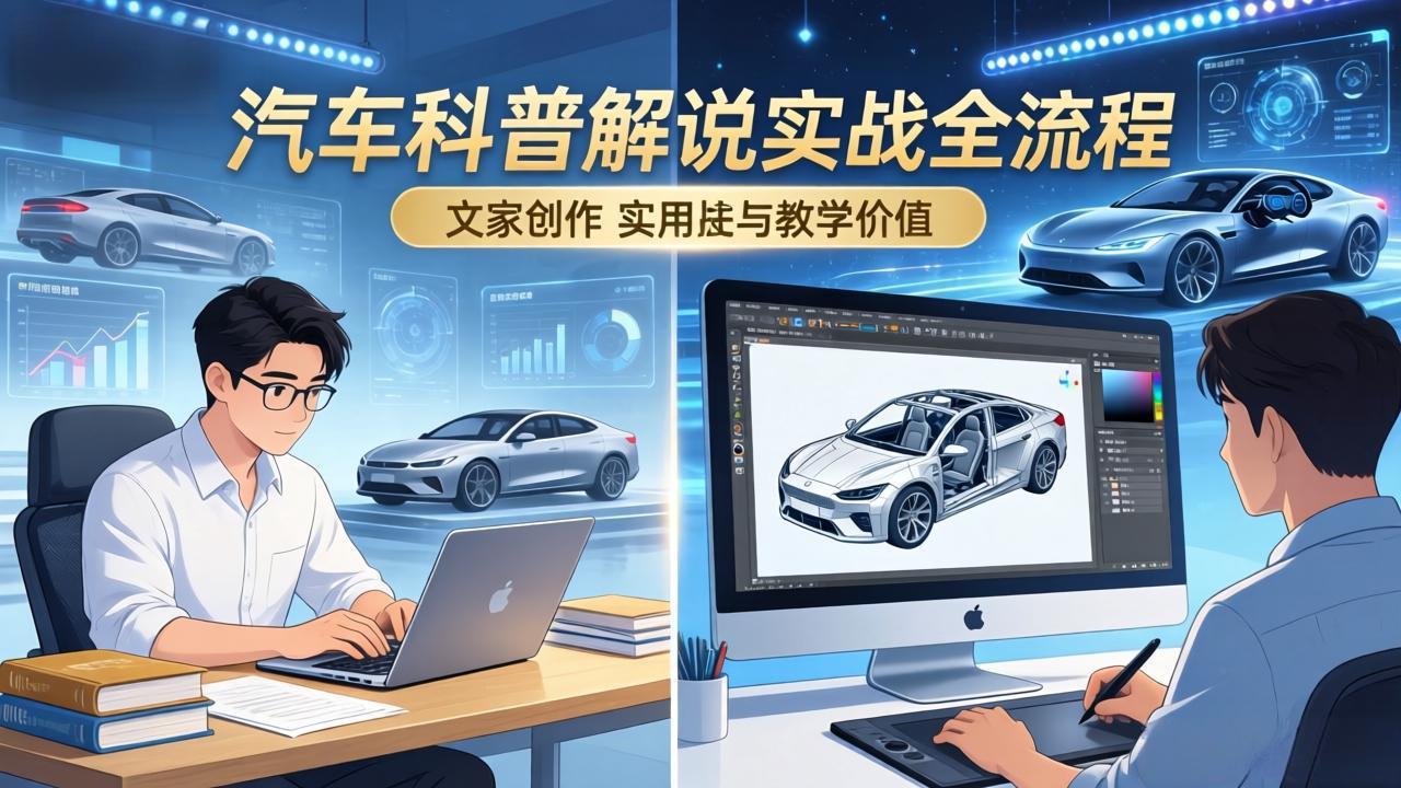 （17665期）抖音汽车科普解说实战：文案+动画+画面处理+去水印全流程，打造专业汽车科普视频-靠谱项目库