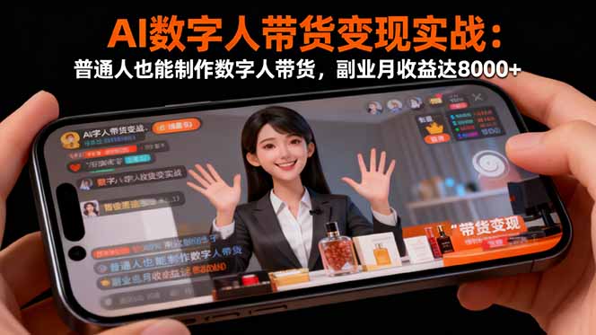 （16377期）AI数字人带货变现实战：普通人也能制作数字人带货，副业月收益达8000+-靠谱项目库