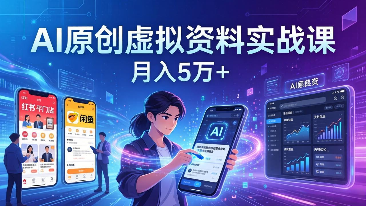 （17657期）AI原创虚拟资料实战课：2026新机会，小红书闲鱼开店，普通人用AI轻松变现，月入5万+-靠谱项目库