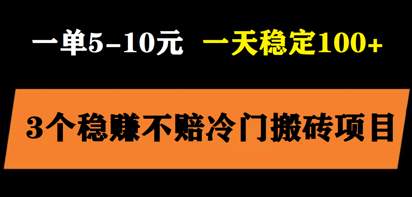 3个最新稳定的冷门搬砖项目，小白无脑照抄当日变现日入过百-靠谱项目库