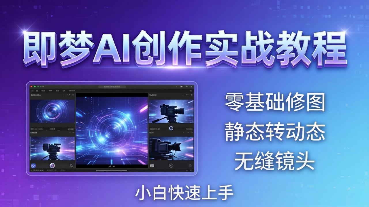 （18196期）即梦AI创作实战教程，从零基础修图到AI导演，实战教学静态转动态+无缝镜头，小白快速上手-靠谱项目库