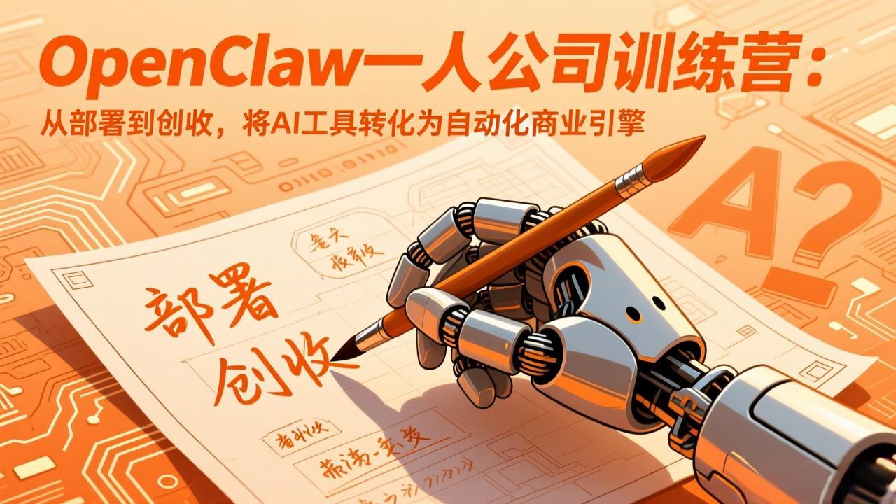 （17540期）OpenClaw一人公司训练营：从部署到创收，将AI工具转化为自动化商业引擎-靠谱项目库