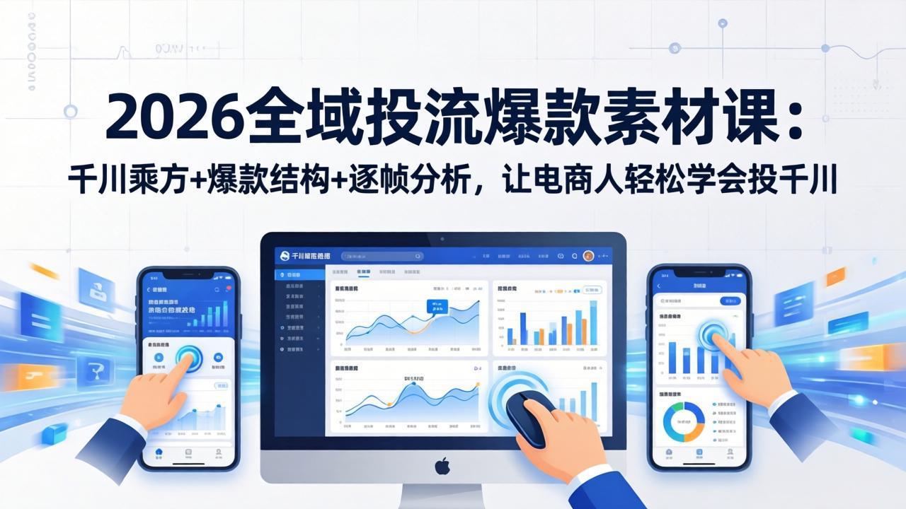 （17705期）2026全域投流爆款素材课：千川乘方+爆款结构+逐帧分析，让电商人轻松学会投千川-靠谱项目库