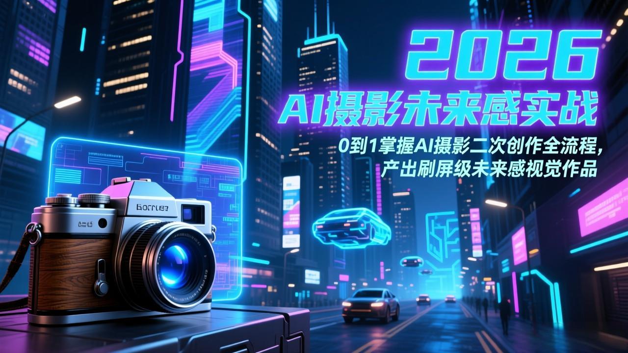 （17584期）2026 AI摄影未来感实战：0到1掌握AI摄影二次创作全流程，产出刷屏级未来感视觉作品-靠谱项目库