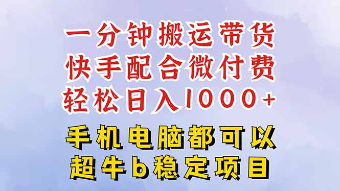 （16285期）快手黑科技一分钟搬运带货，一刀不剪过原创，微付费投流玩法，轻松日入...-靠谱项目库