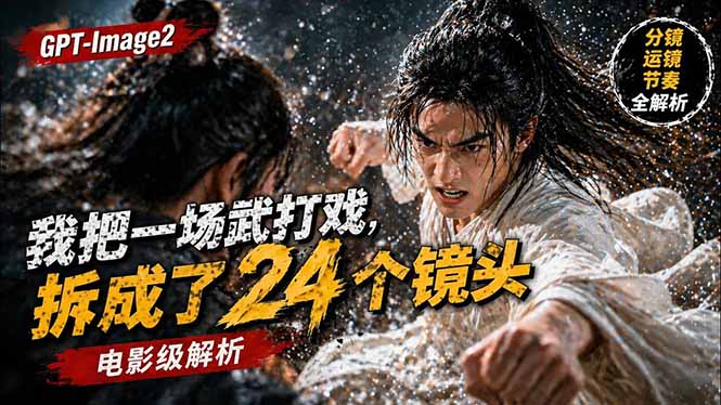（18212期）用GPT-Image2，把一段武打对决拆成24个连续镜头，从人物建立、动作衔接、运镜节奏，到情绪爆发-靠谱项目库