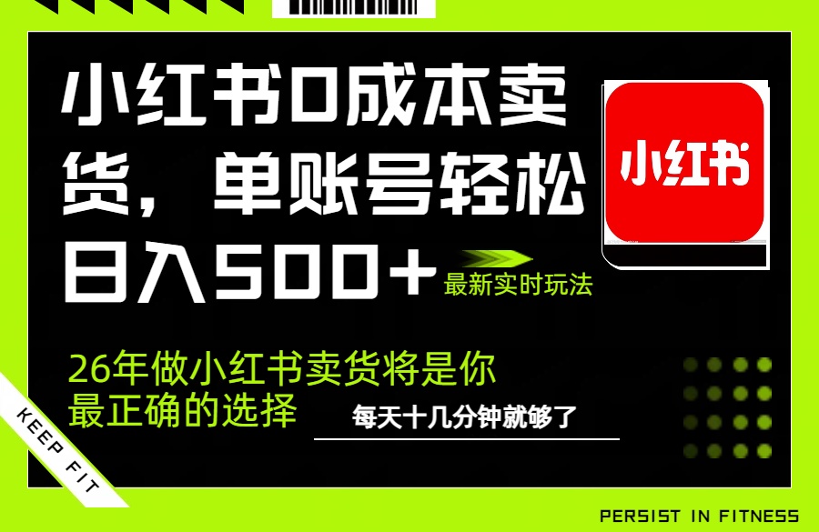 （17462期）小红书0成本AI卖货，单账号轻松日入500+，完全托管AI，可矩阵放大-靠谱项目库