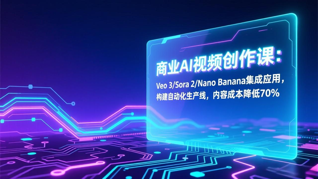 （17070期）商业AI视频创作课：Veo 3/Sora 2/Nano Banana集成应用，构建自动化生产线，内容成本降低70%-靠谱项目库