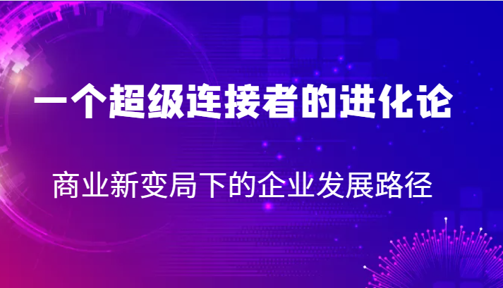 一个超级连接者的进化论 商业新变局下的企业发展路径-靠谱项目库