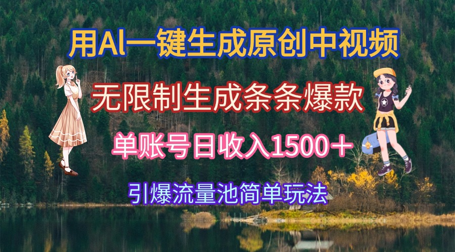 （15210期）用Al一键生成原创中视频，无限制生成条条爆款，单账号日收入1500＋引爆…-靠谱项目库