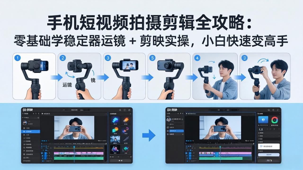 （18003期）手机短视频拍摄剪辑全攻略：零基础学稳定器运镜 + 剪映实操，小白快速变高手-靠谱项目库