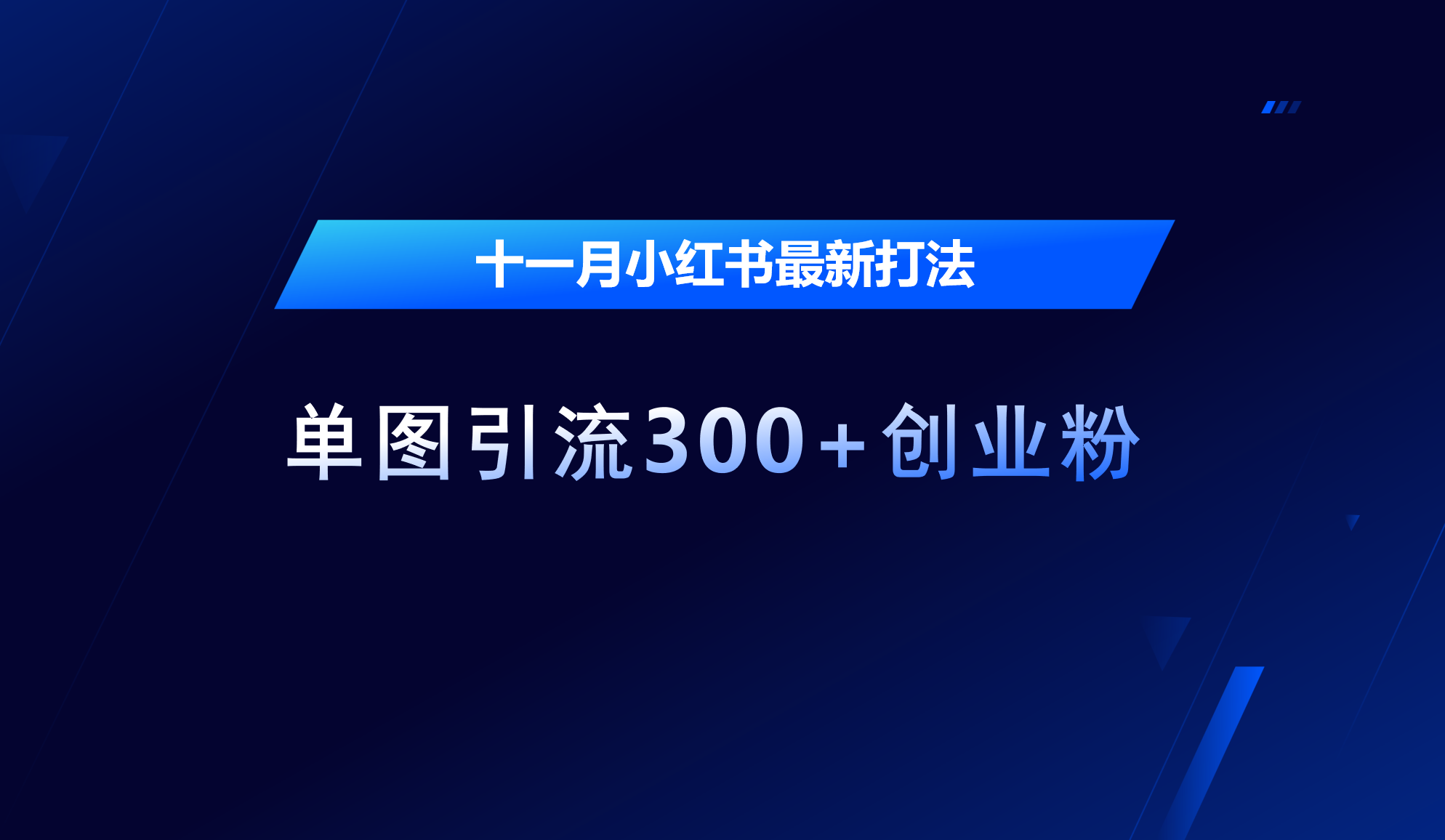 十一月，小红书最新打法，单图引流300+创业粉-靠谱项目库
