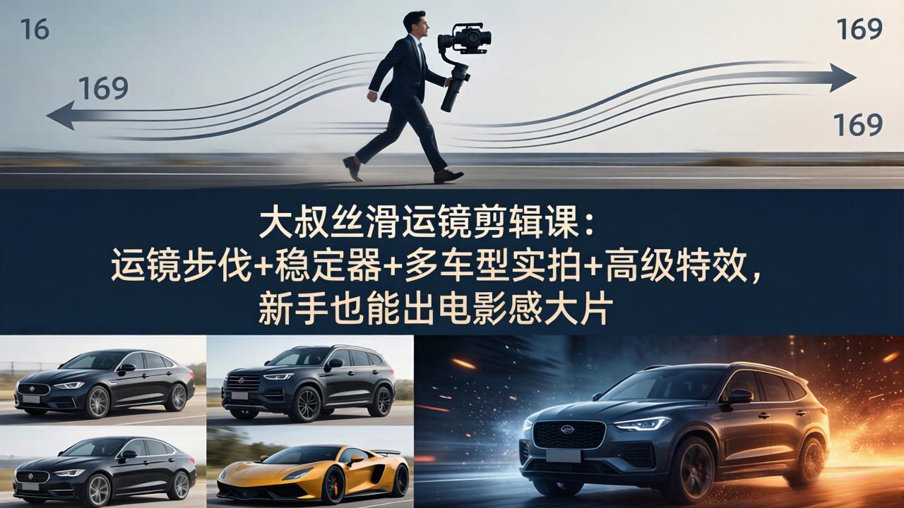 （18004期）大叔丝滑运镜剪辑课：运镜步伐+稳定器+多车型实拍+高级特效，新手也能出电影感大片-靠谱项目库