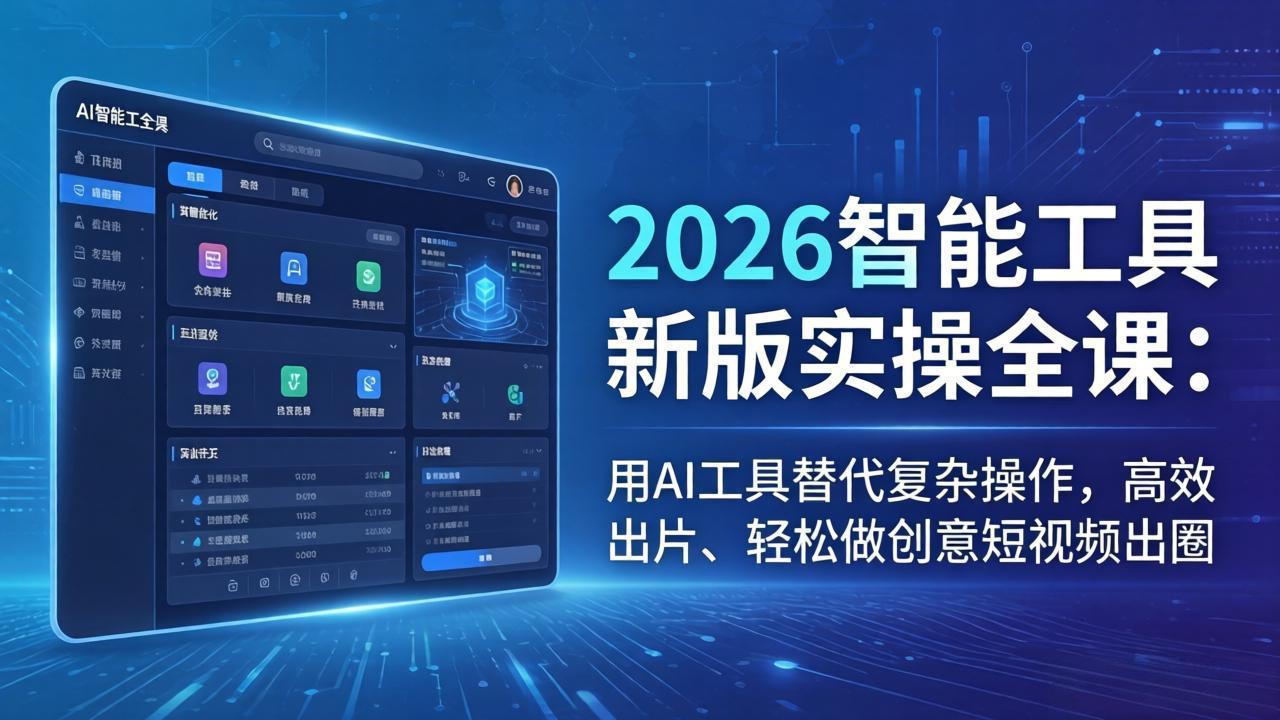（18005期）2026智能工具新版实操全课：用AI工具替代复杂操作，高效出片、轻松做创意短视频出圈-靠谱项目库