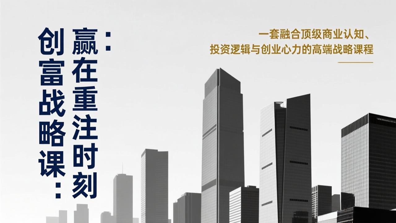 （17337期）《创富战略课：赢在重注时刻》一套融合顶级商业认知、投资逻辑与创业心力的高端战略课程-靠谱项目库